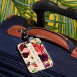Elegant Watercolor Bohemian Blommigt Bagagebricka<br><div class="desc">Blommor,  fjädrar och löv i elegant,  chic,  blommor,  rosa,  persikor och grönt,  bagagemärke. Bakgrunden färg,  som visas i champagne,  kan anpassas.</div>