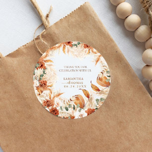 Elegant Watercolor Boho Bröllop Sticker Runt Klistermärke