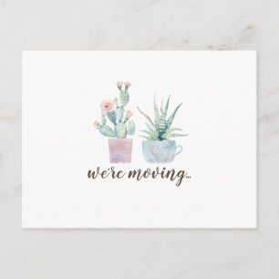 Elegant Watercolor Boho Cactus Vi är Flytta Vykort