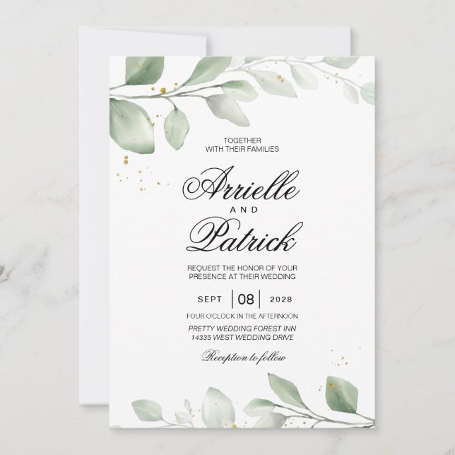 Elegant Watercolor Boho Löv Inbjudningar (Framsida)