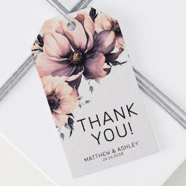 Elegant Watercolor Boho Rosa Blommigt Bröllop Presentetikett