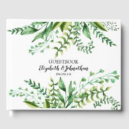 Elegant Watercolor Botanical Bröllop Guestbook Gästböcker
