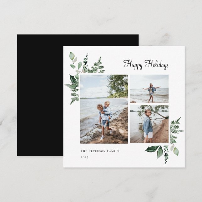 Elegant Watercolor Botanical Greenery Photo Julkort (Fram/baksida)