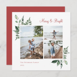 Elegant Watercolor Botanical Greenery Photo Julkort