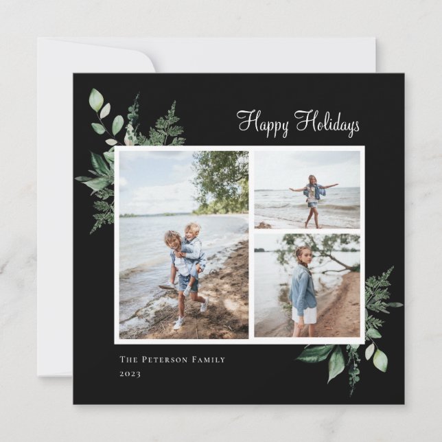 Elegant Watercolor Botanical Greenery Photo Julkort (Framsida)