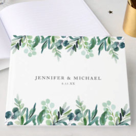 Elegant Watercolor Botanical Greenery Wedding Gästböcker