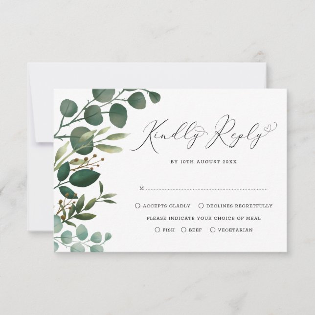 Elegant Watercolor Botanical Grey Bröllop OSA Kort (Framsida)