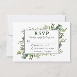Elegant Watercolor Botanical Grey Bröllop OSA Kort