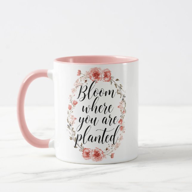 Elegant Watercolor Botanical Message Mugg (Vänster)