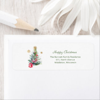 Elegant Watercolor Botanical Return Address Returadress Etikett