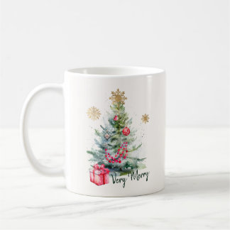 Elegant Watercolor Botanical Snowflake Christmas Kaffemugg