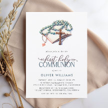 Elegant Watercolor Boy First Heliga Communion