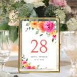 Elegant Watercolor Bright Rosa Flowers Bröllop Bordsnummer<br><div class="desc">Om du vill göra ytterligare anpassningar klickar du på "Anpassa den här mallen" och sedan på "Redigera med Design Verktyg". Snyggten kan redigeras enkelt för att använda bröllop-mallar,  fler objekt finns i butiken (inbjudningar,  osa,  tackkort,  papper och dekoration). Kontakta mig om du behöver hjälp eller matchande artiklar.</div>