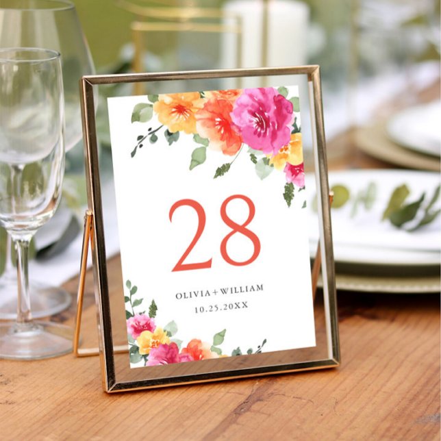 Elegant Watercolor Bright Rosa Flowers Bröllop Inbjudningar (Skapare uppladdad)