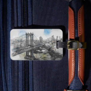 Elegant Watercolor Brooklyn Bridge NYC Bagagebricka
