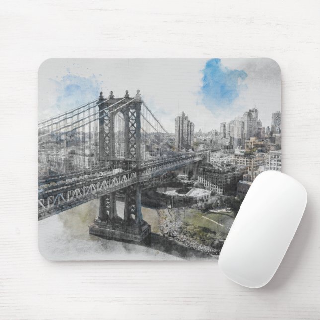 Elegant Watercolor Brooklyn Bridge NYC Musmatta (Med mus)