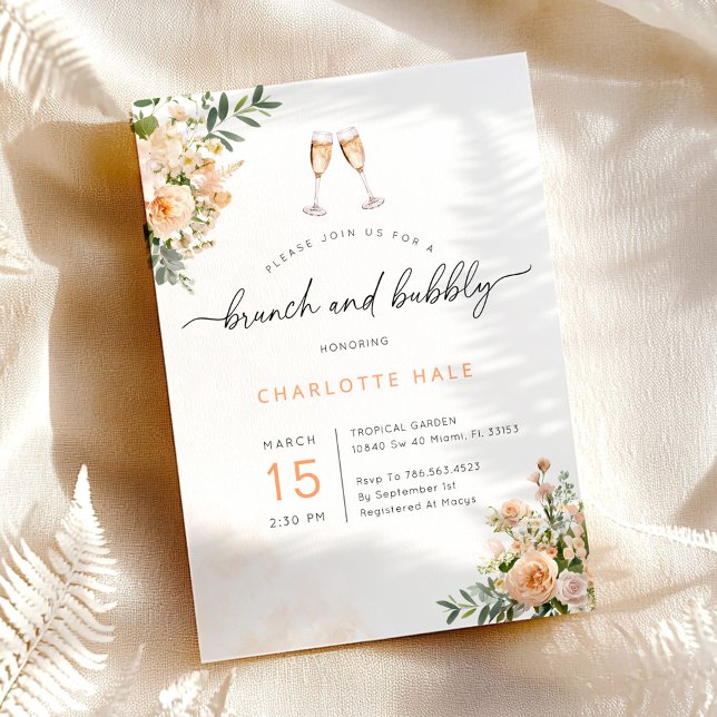 Elegant Watercolor Brunch- och Bubble-inbjudningar Inbjudningar (Skapare uppladdad)