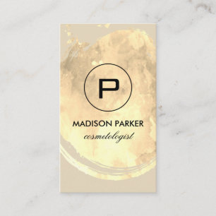 Elegant Watercolor Brushed med Monogram Visitkort