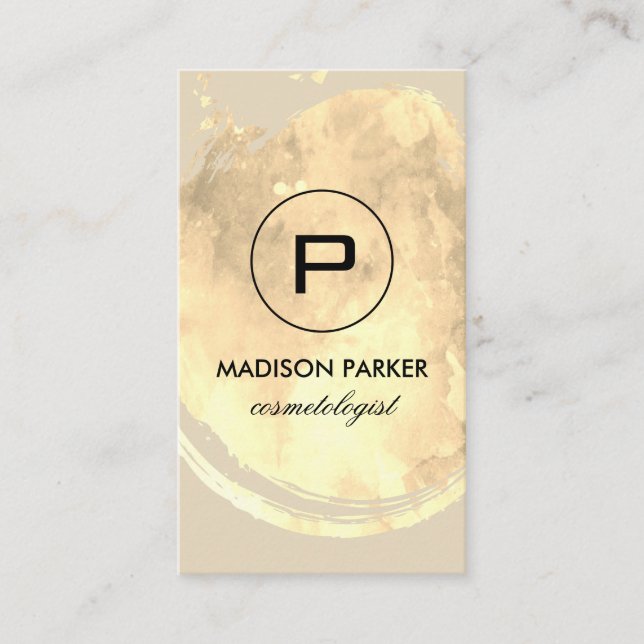 Elegant Watercolor Brushed med Monogram Visitkort (Framsida)