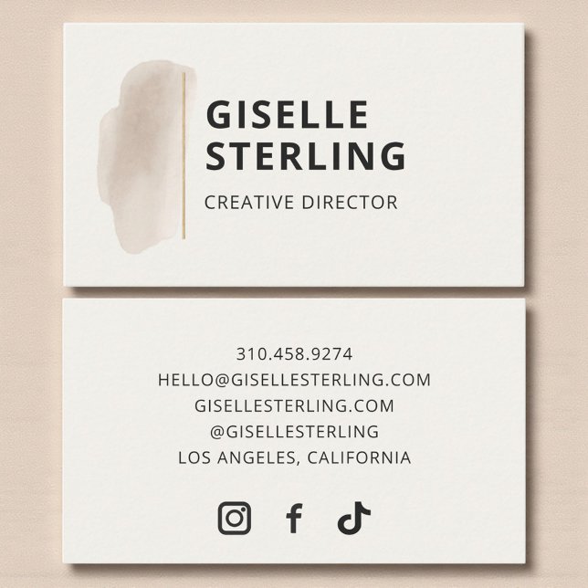 Elegant Watercolor Brushstroke Minimalist  Visitkort (Skapare uppladdad)