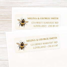 Elegant Watercolor Bumblebee Return Address Returadress Etikett
