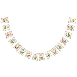 Elegant Watercolor Bunny Portrait & Floral Bunting Vimplar
