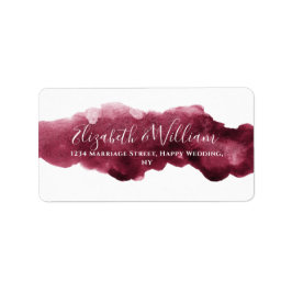 Elegant Watercolor Burgundy och Guld Bröllop Adressetikett