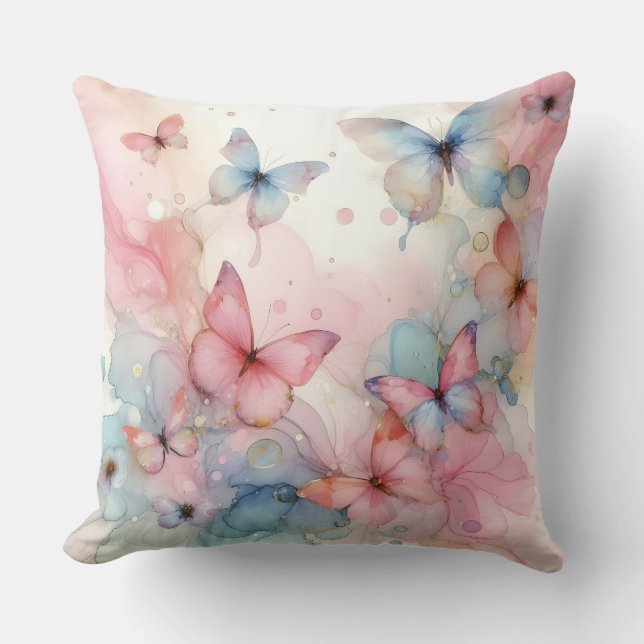 Elegant Watercolor Butterfly Dekorativ kudde (Framsida)