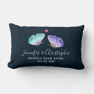 Elegant Watercolor Butterfly Duo Bröllop Lumbarkudde