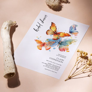 Elegant Watercolor Butterfly Möhippa Inbjudan