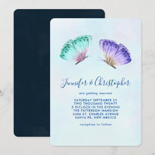 Elegant Watercolor Butterfly Pair Bröllop Inbjudningar