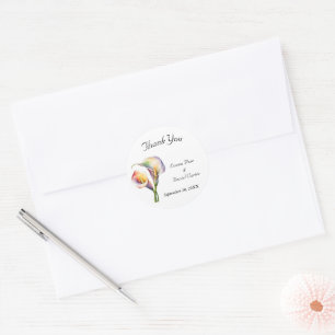 Elegant Watercolor Calla Lilies Romantic Blommigt Runt Klistermärke