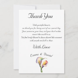 Elegant Watercolor Calla Lilies Romantic Blommigt Tack Kort