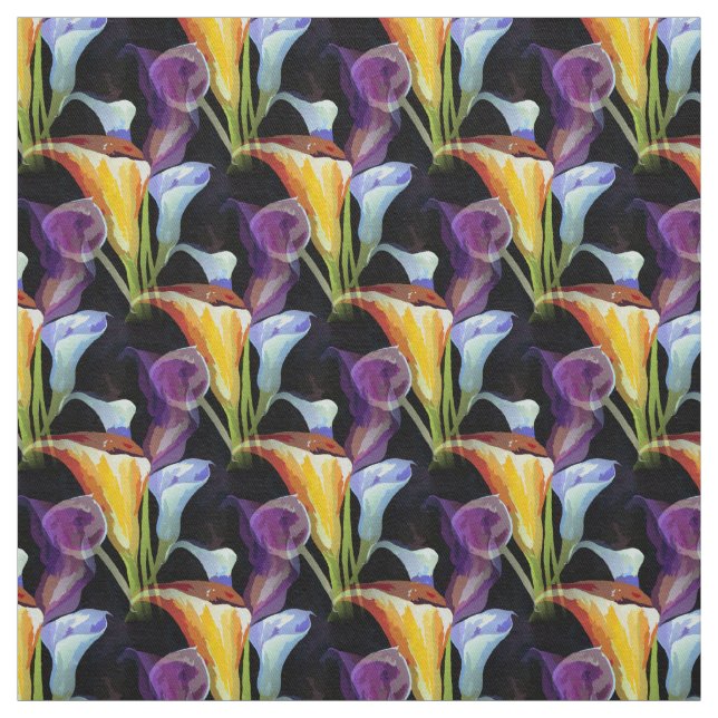Elegant Watercolor Calla Lily Blommigt Fabric Tyg (Provkarta)