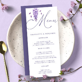 Elegant Watercolor Calligraphy Wisteria Bröllop Meny