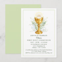 Elegant Watercolor Chalice First Holy Communion