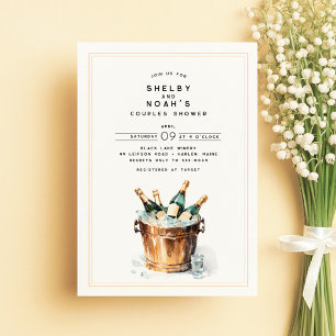 Elegant Watercolor Champagne Toast Par Shower Inbjudningar