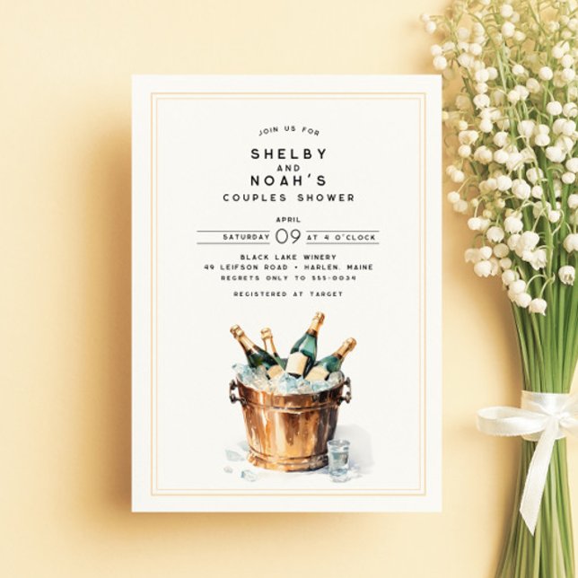 Elegant Watercolor Champagne Toast Par Shower Inbjudningar (Skapare uppladdad)