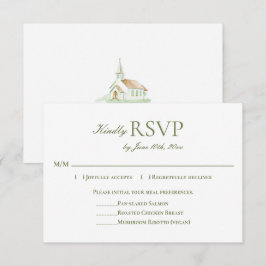Elegant Watercolor Chapel Wedding OSA Kort