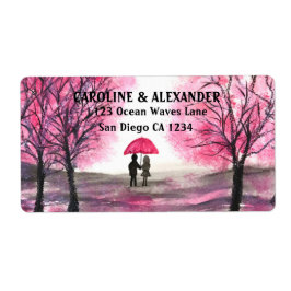 Elegant Watercolor Cherry Blommar Bröllop Fraktsedel