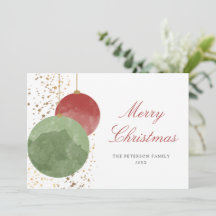 Elegant Watercolor Christmas Balls Gold Stars