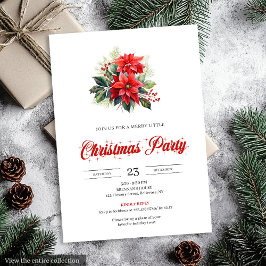 Elegant Watercolor Christmas Bouquet Holiday  Inbjudningar