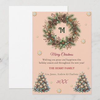 Elegant Watercolor Christmas Family Card Julkort