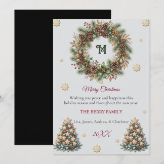 Elegant Watercolor Christmas Family Card Julkort