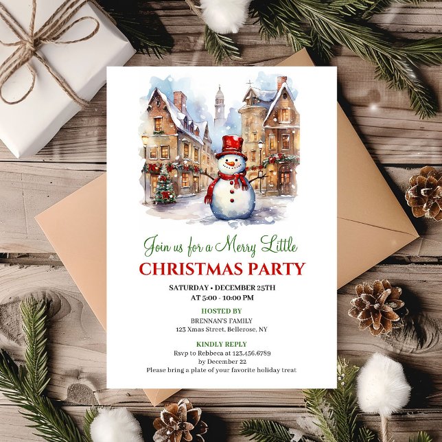 Elegant watercolor Christmas scene party invite Inbjudningar (Elegant watercolor Christmas scene party invite)