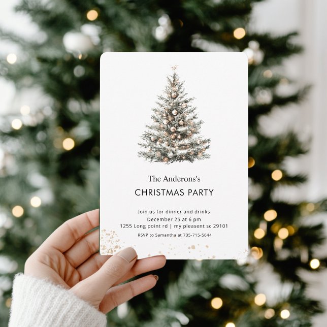 Elegant Watercolor Christmas Tree Party Inbjudningar (Skapare uppladdad)