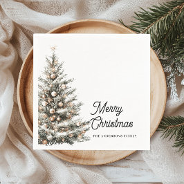 Elegant Watercolor Christmas Tree Personalized  Pappersservett