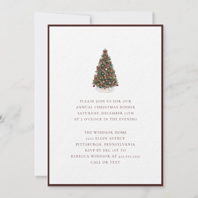 Elegant Watercolor Christmas Tree Plaid  Inbjudningar (Framsida)