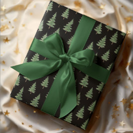 Elegant Watercolor Christmas Tree Wrapping Paper Presentpapper
