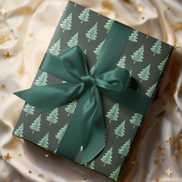 Elegant Watercolor Christmas Tree Wrapping Paper Presentpapper